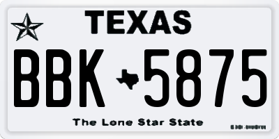 TX license plate BBK5875