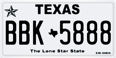 TX license plate BBK5888