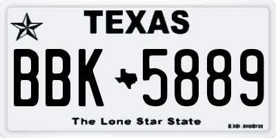 TX license plate BBK5889