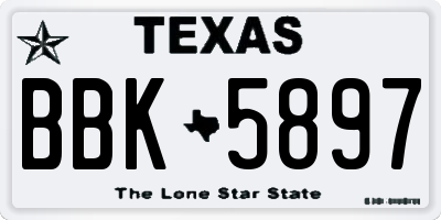 TX license plate BBK5897