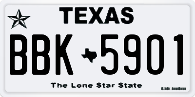 TX license plate BBK5901