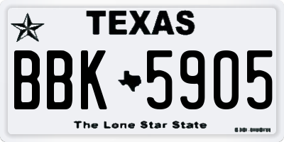 TX license plate BBK5905