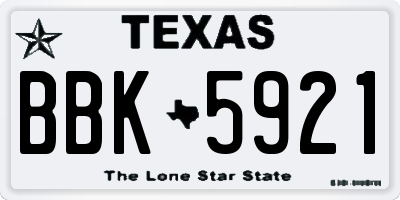 TX license plate BBK5921