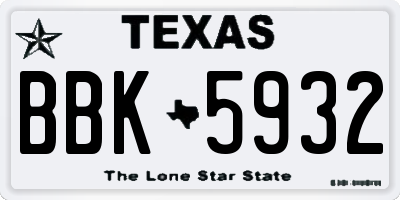 TX license plate BBK5932
