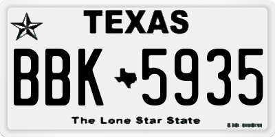 TX license plate BBK5935