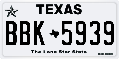 TX license plate BBK5939