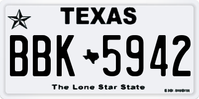 TX license plate BBK5942