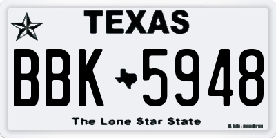 TX license plate BBK5948