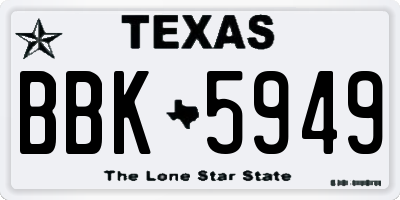 TX license plate BBK5949