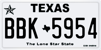 TX license plate BBK5954