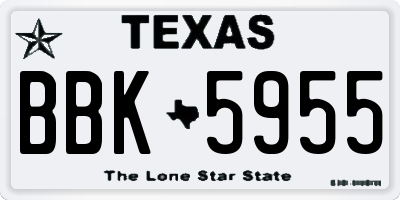TX license plate BBK5955