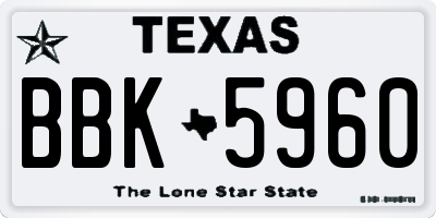 TX license plate BBK5960