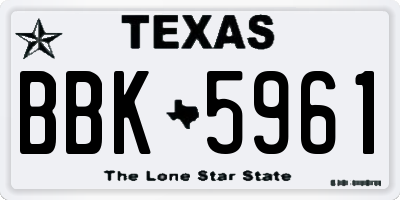 TX license plate BBK5961
