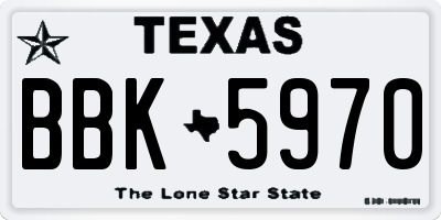 TX license plate BBK5970