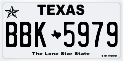 TX license plate BBK5979