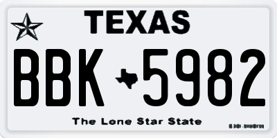 TX license plate BBK5982