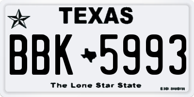 TX license plate BBK5993