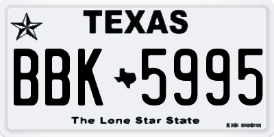 TX license plate BBK5995