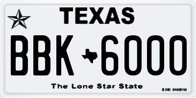 TX license plate BBK6000