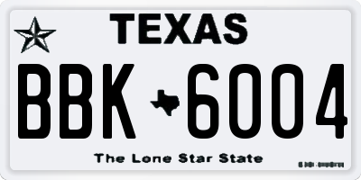 TX license plate BBK6004