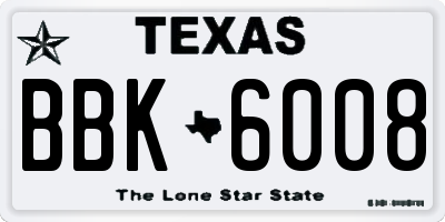 TX license plate BBK6008