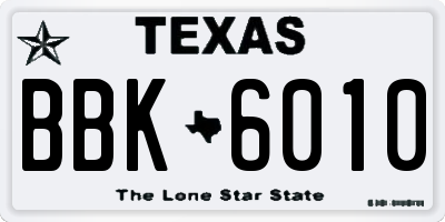 TX license plate BBK6010