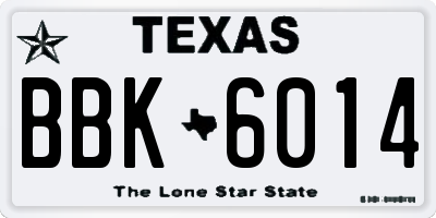 TX license plate BBK6014