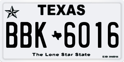 TX license plate BBK6016