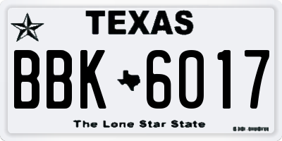 TX license plate BBK6017