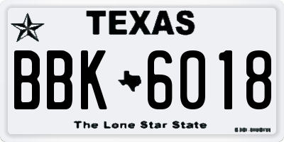 TX license plate BBK6018