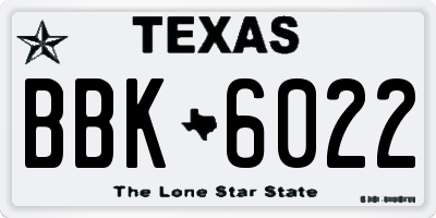 TX license plate BBK6022