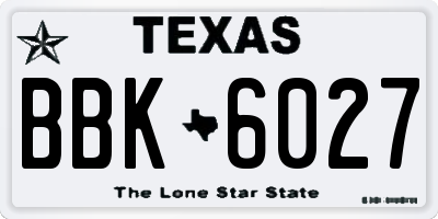TX license plate BBK6027