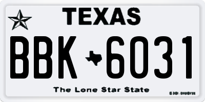 TX license plate BBK6031