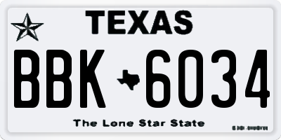 TX license plate BBK6034