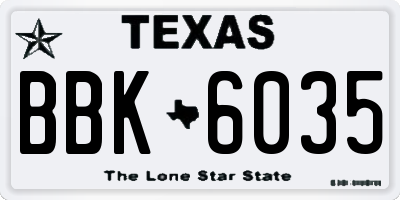 TX license plate BBK6035