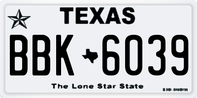 TX license plate BBK6039
