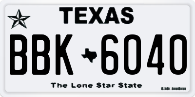 TX license plate BBK6040