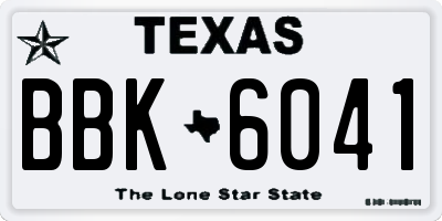 TX license plate BBK6041