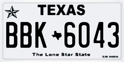 TX license plate BBK6043