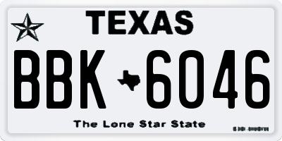 TX license plate BBK6046