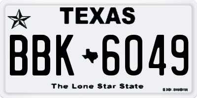 TX license plate BBK6049
