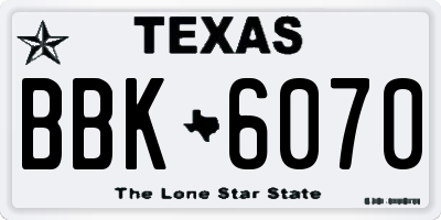 TX license plate BBK6070