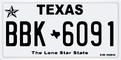 TX license plate BBK6091