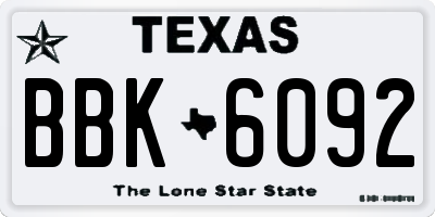 TX license plate BBK6092