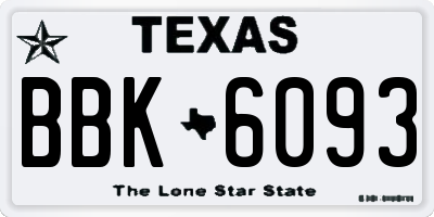 TX license plate BBK6093