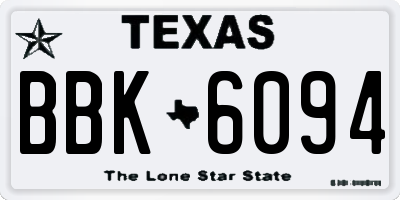 TX license plate BBK6094