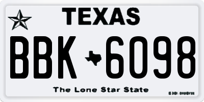TX license plate BBK6098
