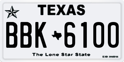 TX license plate BBK6100