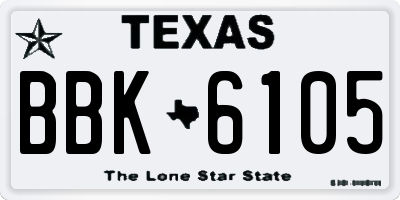 TX license plate BBK6105