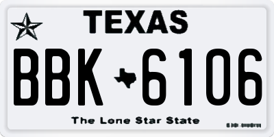 TX license plate BBK6106